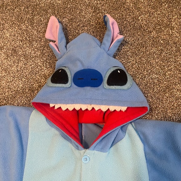 Disney Stitch Sleepwear One Piece Adult Costume Pajamas Plush Hood Size Medium - Picture 4 of 8